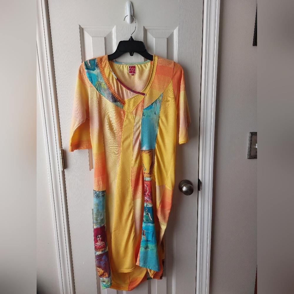 Aventures des Toiles - Multicolored European Abstract Wearable Art Dress - Rare